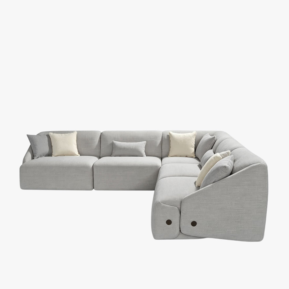 LENA Canapé d'angle modulable en tissu gris clair - Canapés d'angle - Mobilier Deco