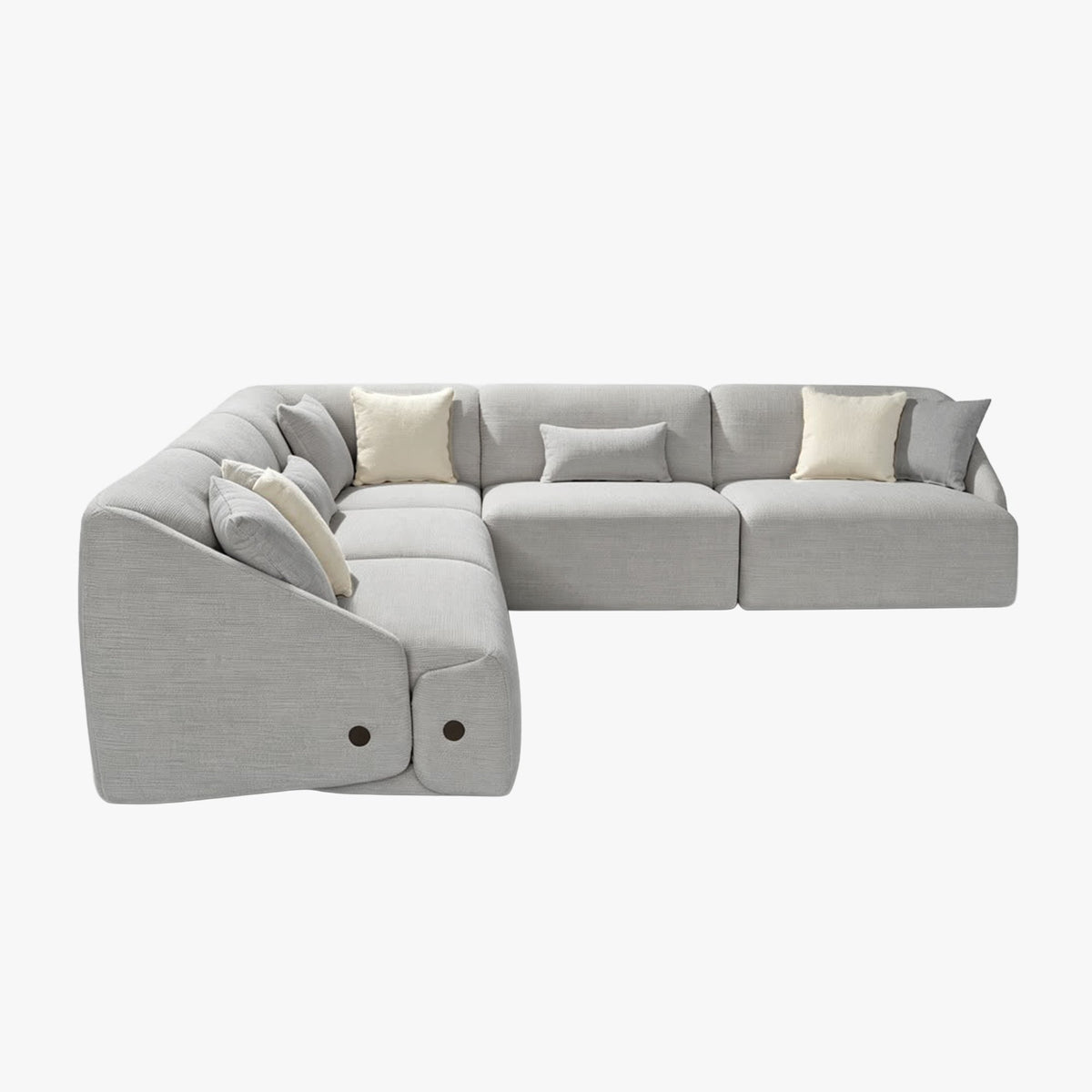 LENA Canapé d'angle modulable en tissu gris clair - Canapés d'angle - Mobilier Deco