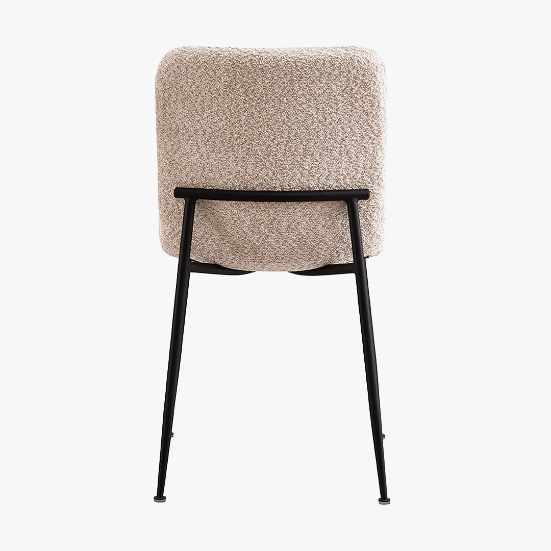 LEONOR Lot de 2 chaises en tissu bouclette beige pieds en métal noir - Chaise de repas - Mobilier Deco