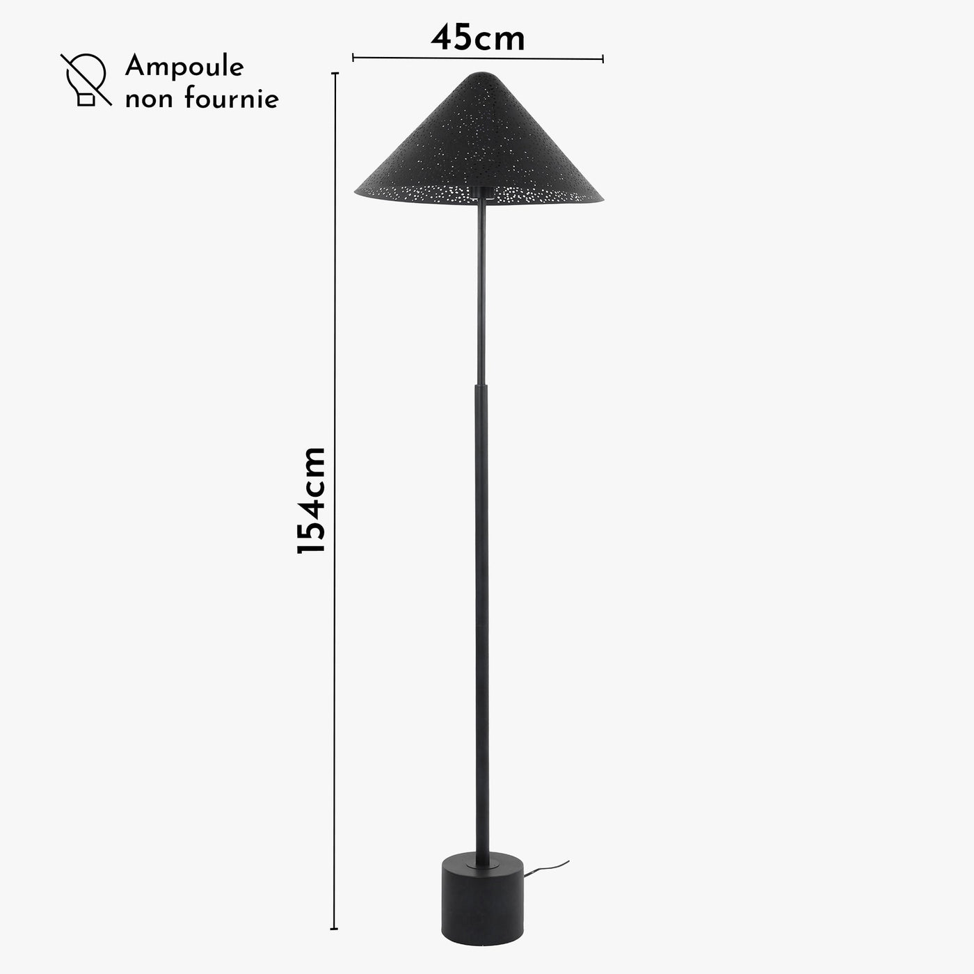 LEYOS Lampadaire avec abat jour en acier gris foncé 45x154 cm - Luminaires - Mobilier Deco