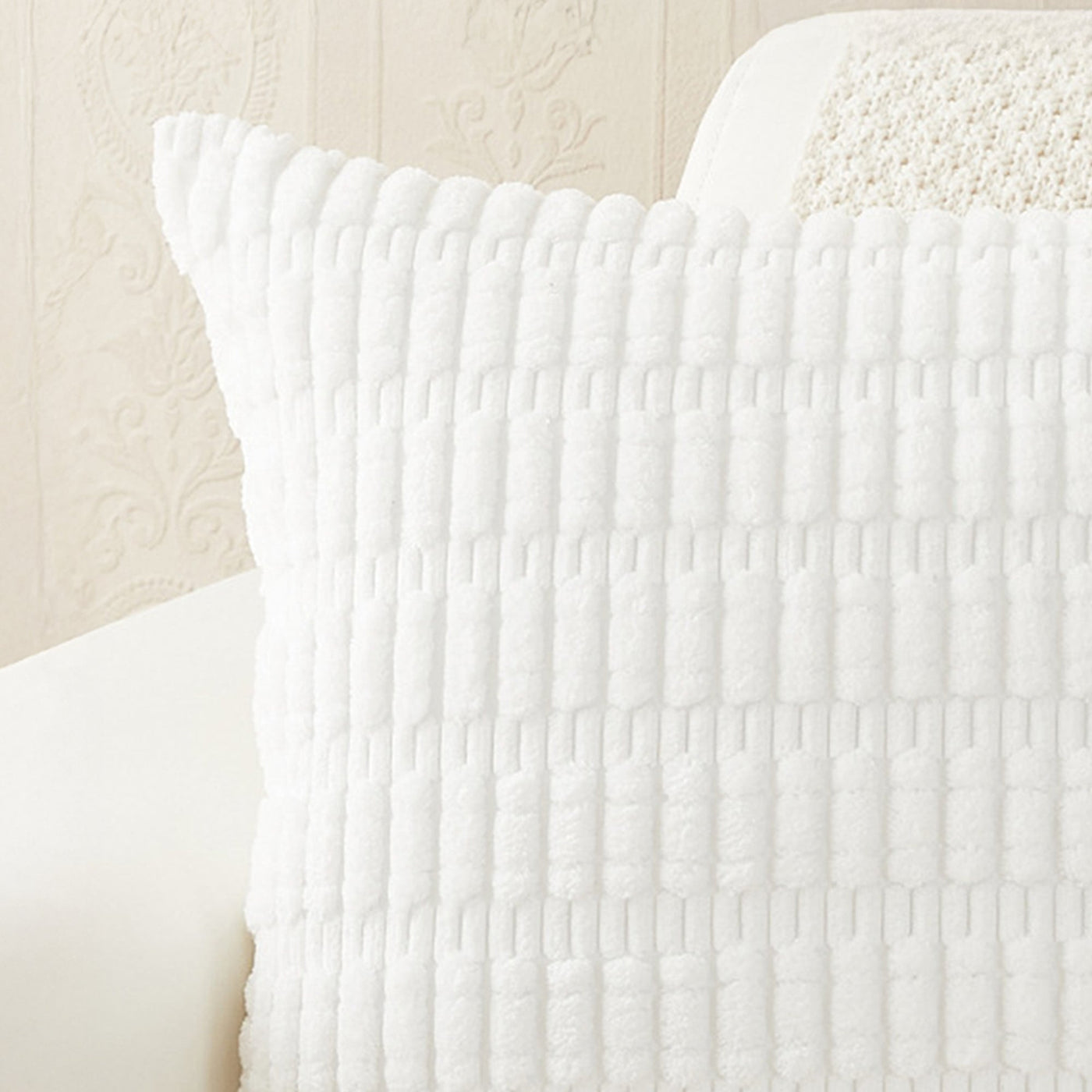 LEYSIA Coussin carré en tissu blanc 43x43 cm - Coussins - Mobilier Deco