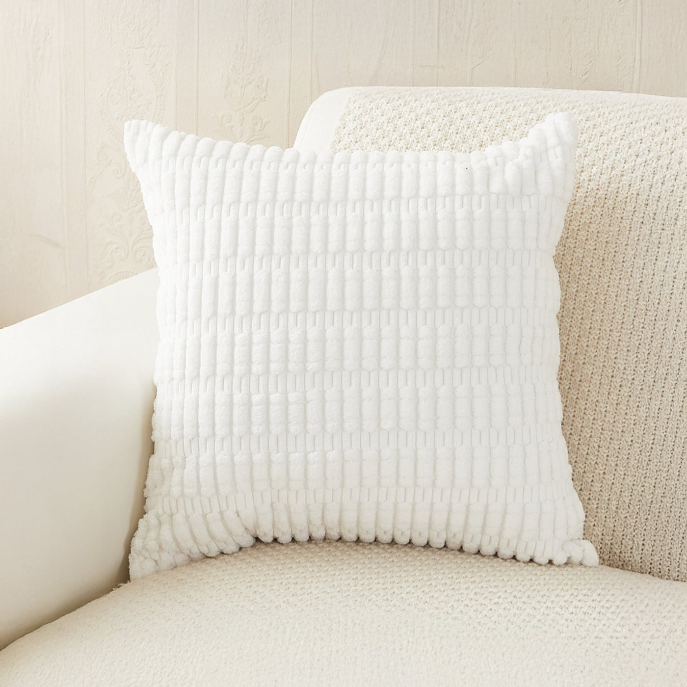 LEYSIA Coussin carré en tissu blanc 43x43 cm - Coussins - Mobilier Deco