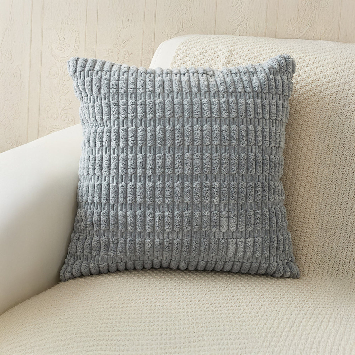 LEYSIA Coussin carré en tissu gris 43x43 cm - Coussins - Mobilier Deco