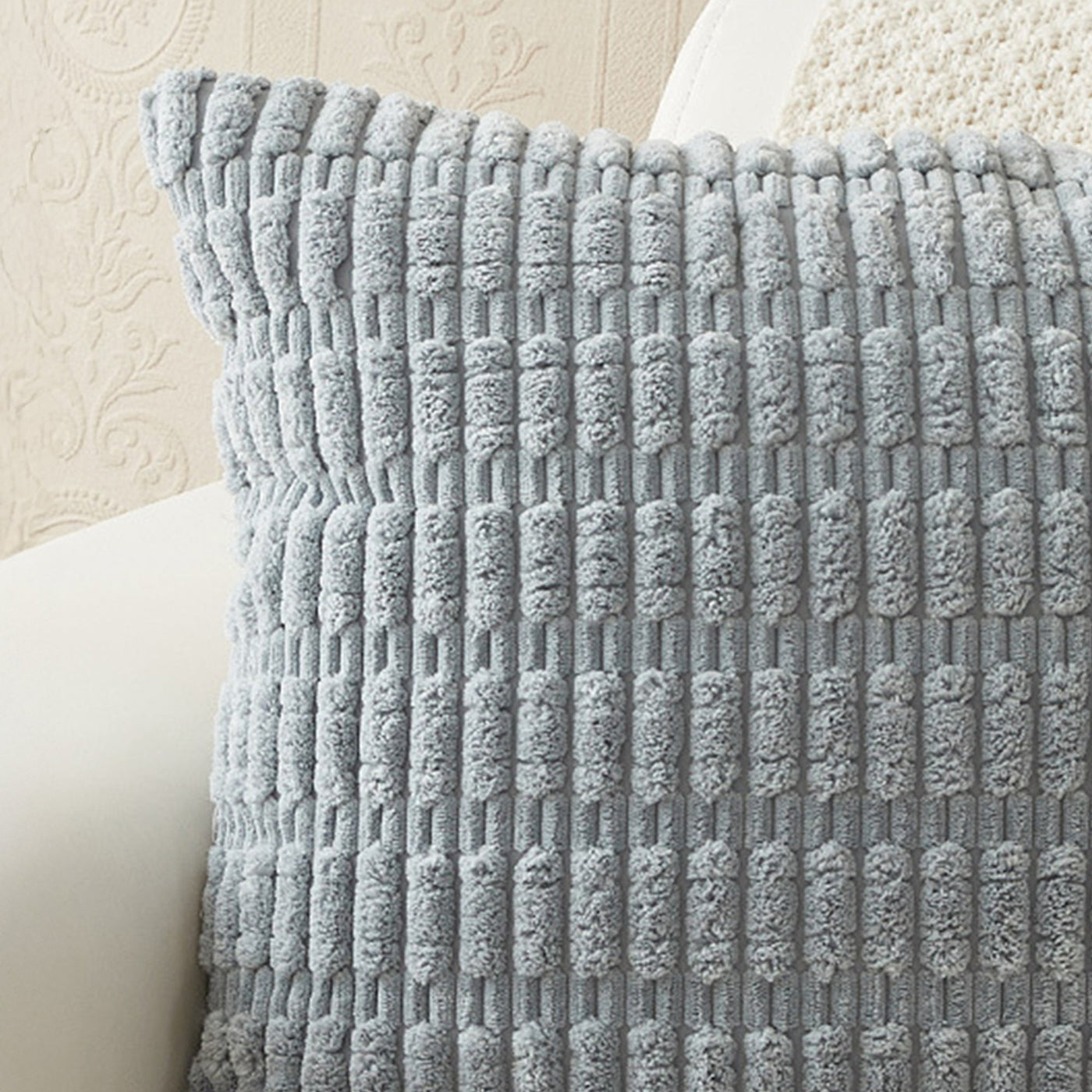 LEYSIA Coussin carré en tissu gris 43x43 cm - Coussins - Mobilier Deco
