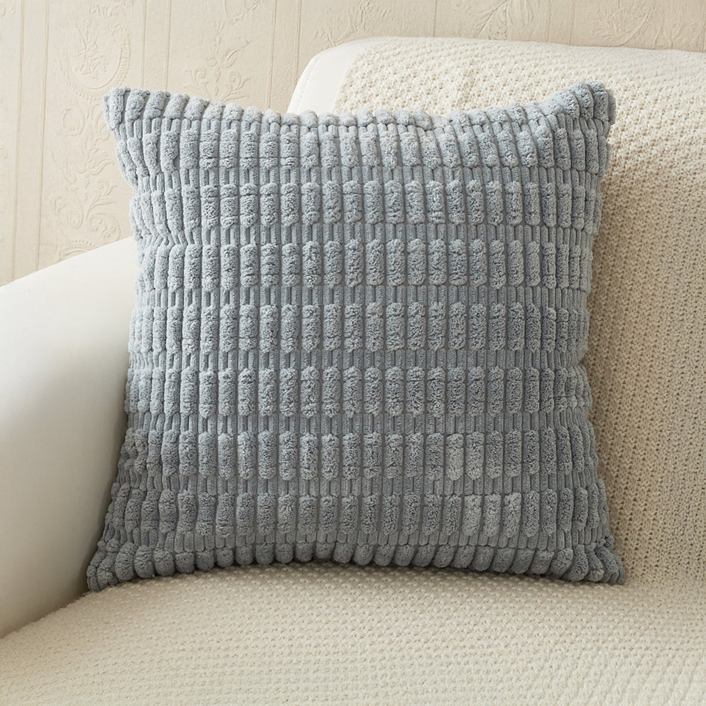 LEYSIA Coussin carré en tissu gris 43x43 cm - Coussins - Mobilier Deco