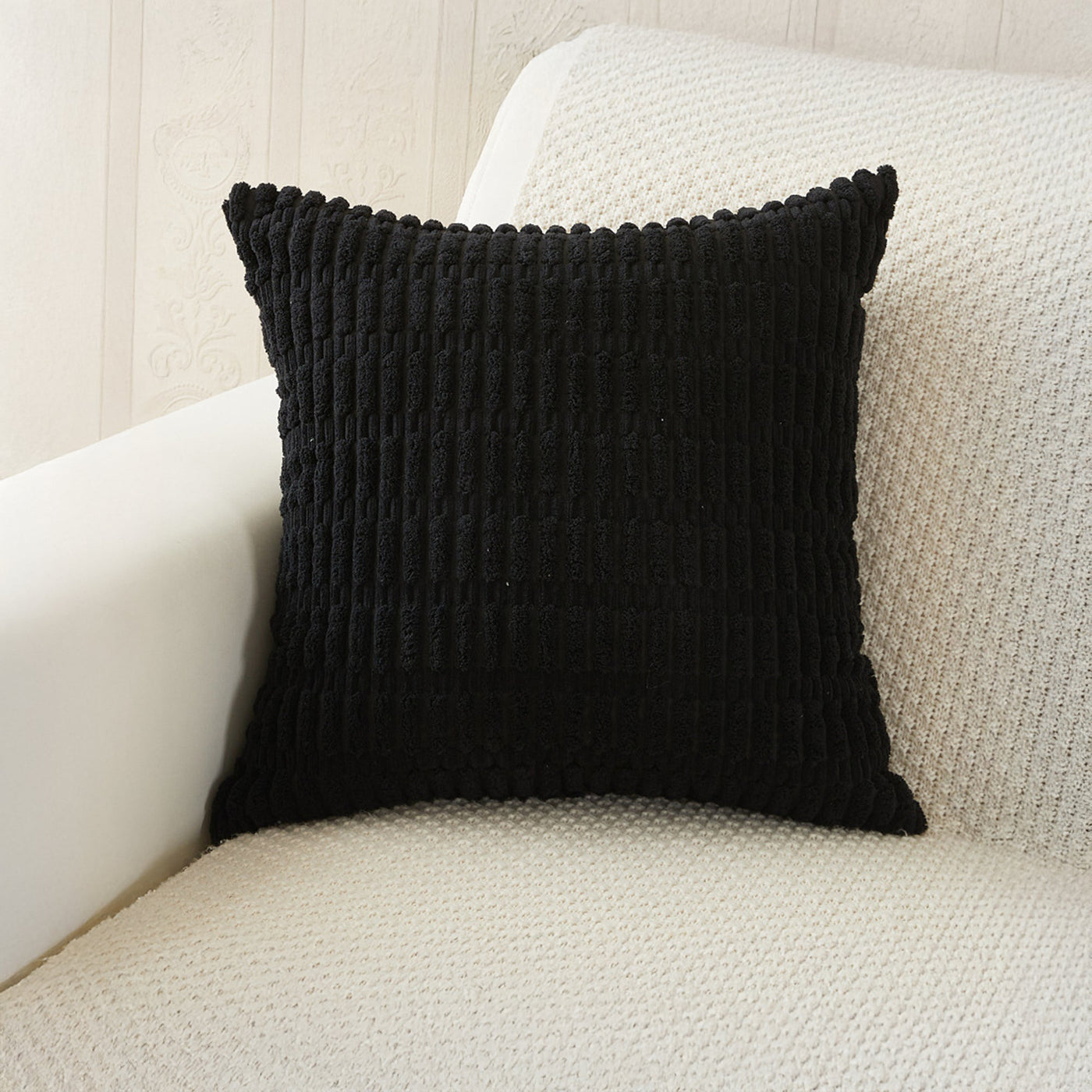 LEYSIA Coussin carré en tissu noir 43x43 cm - Coussins - Mobilier Deco