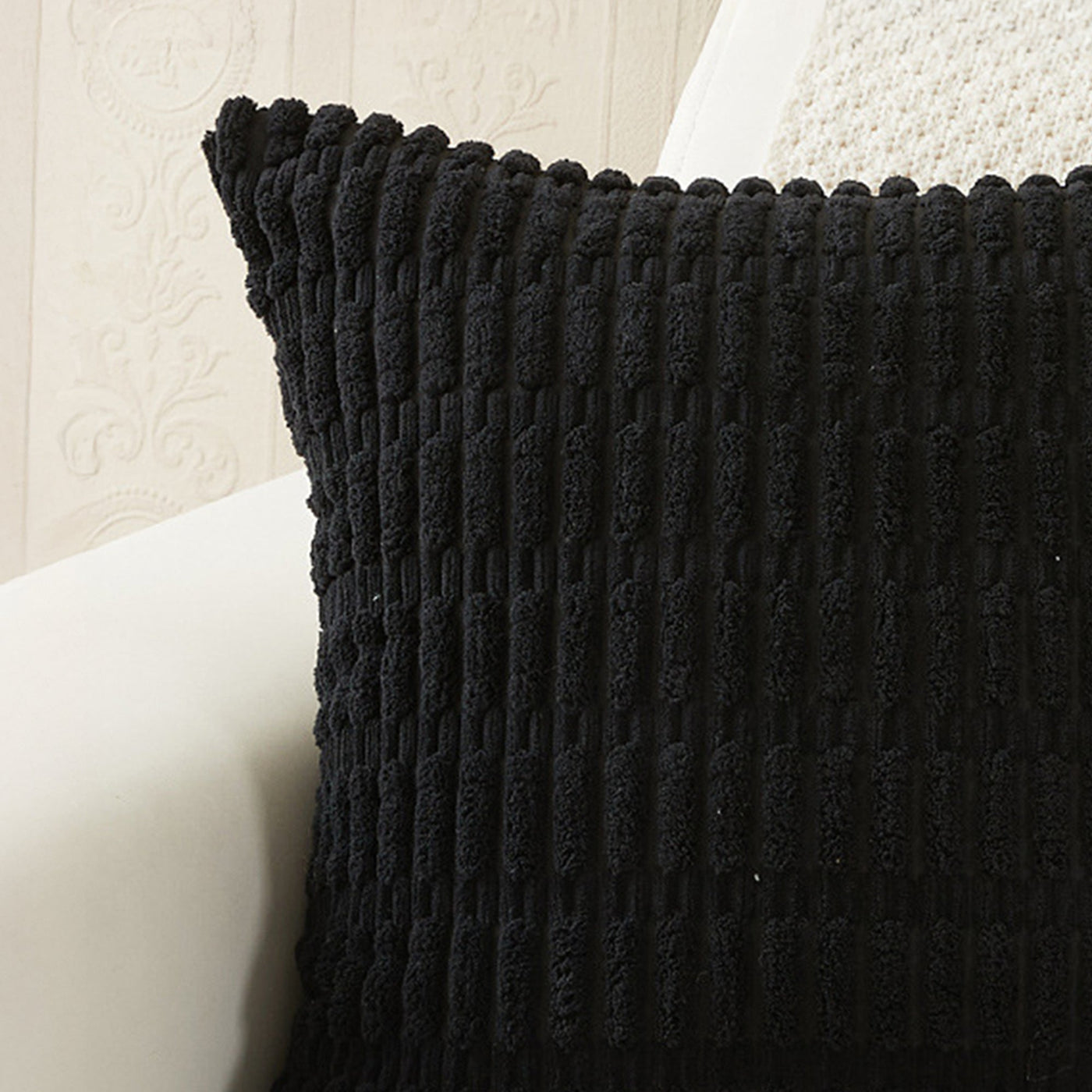 LEYSIA Coussin carré en tissu noir 43x43 cm - Coussins - Mobilier Deco
