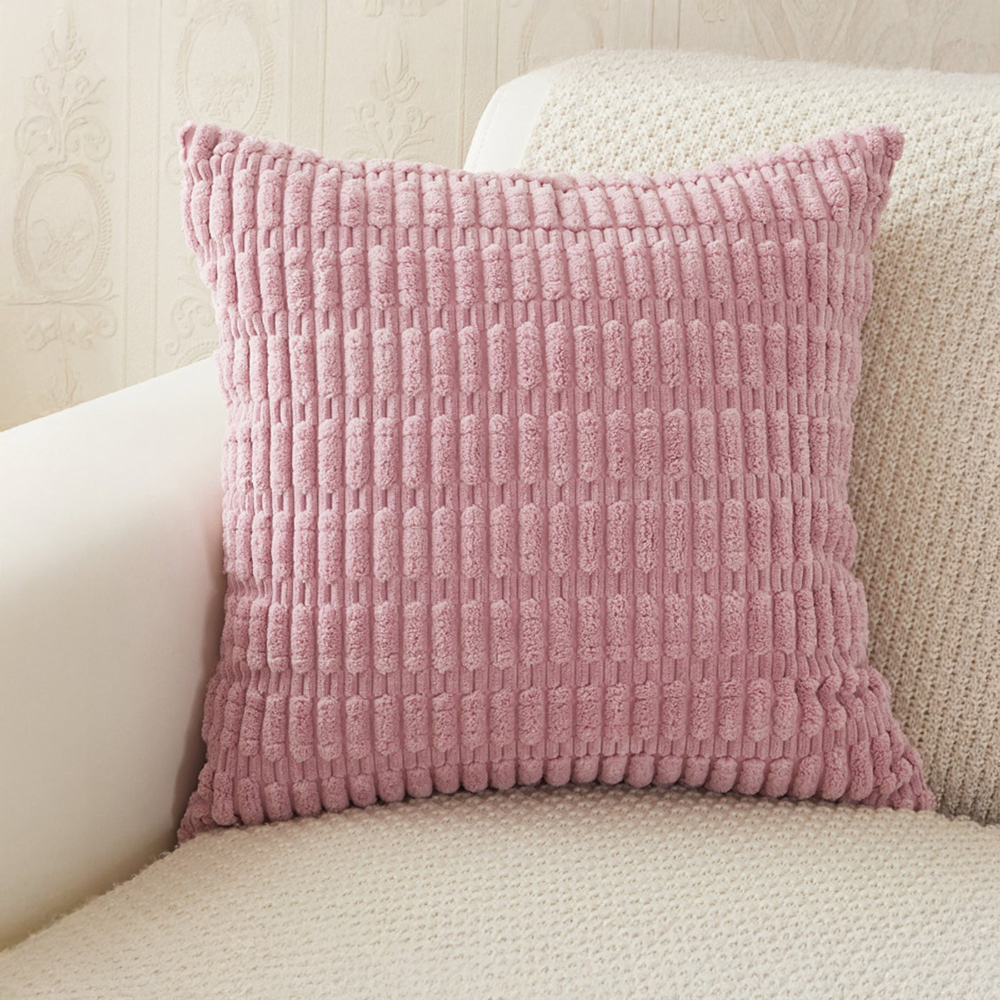 LEYSIA Coussin carré en tissu rose 43x43 cm - Coussins - Mobilier Deco