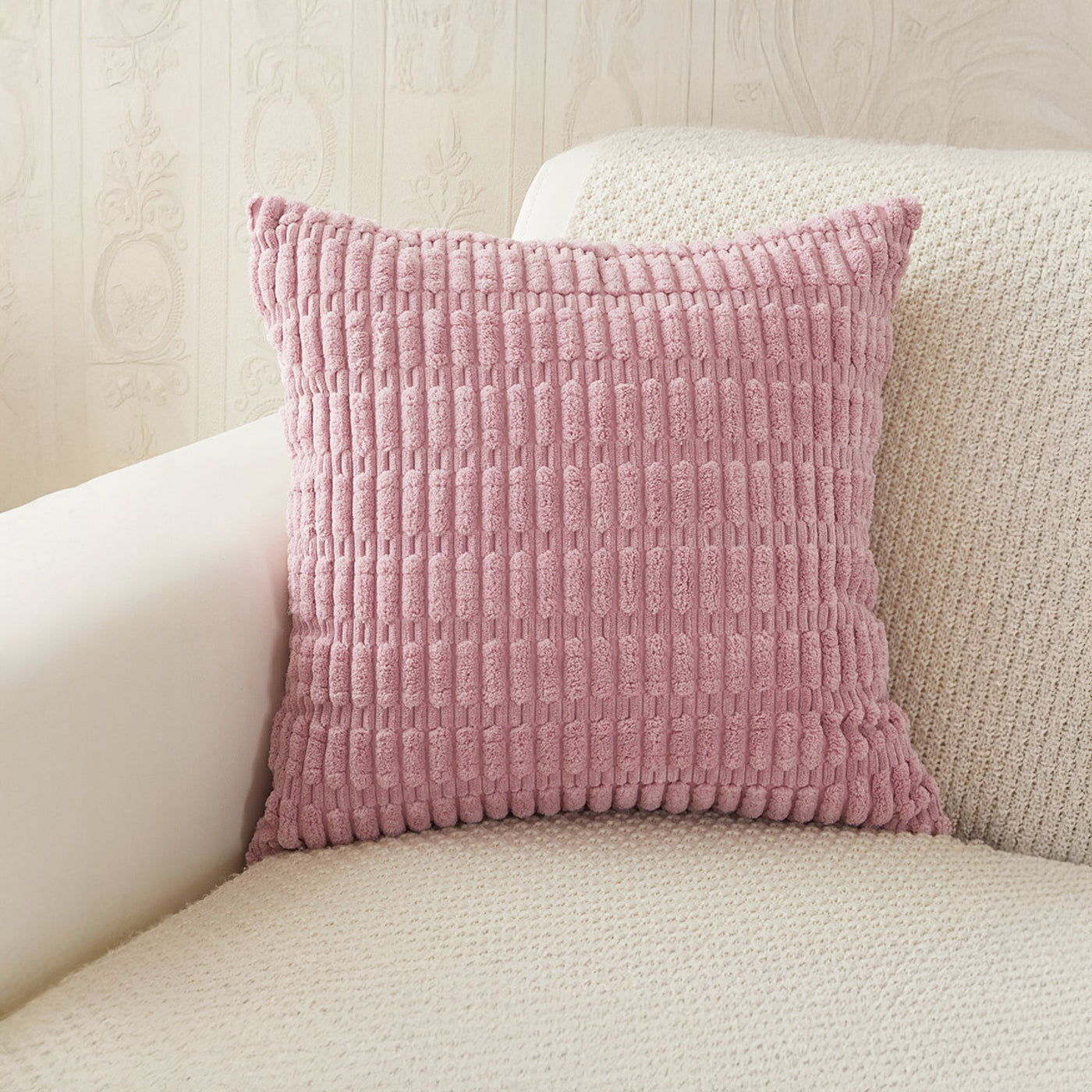 LEYSIA Coussin carré en tissu rose 43x43 cm - Coussins - Mobilier Deco