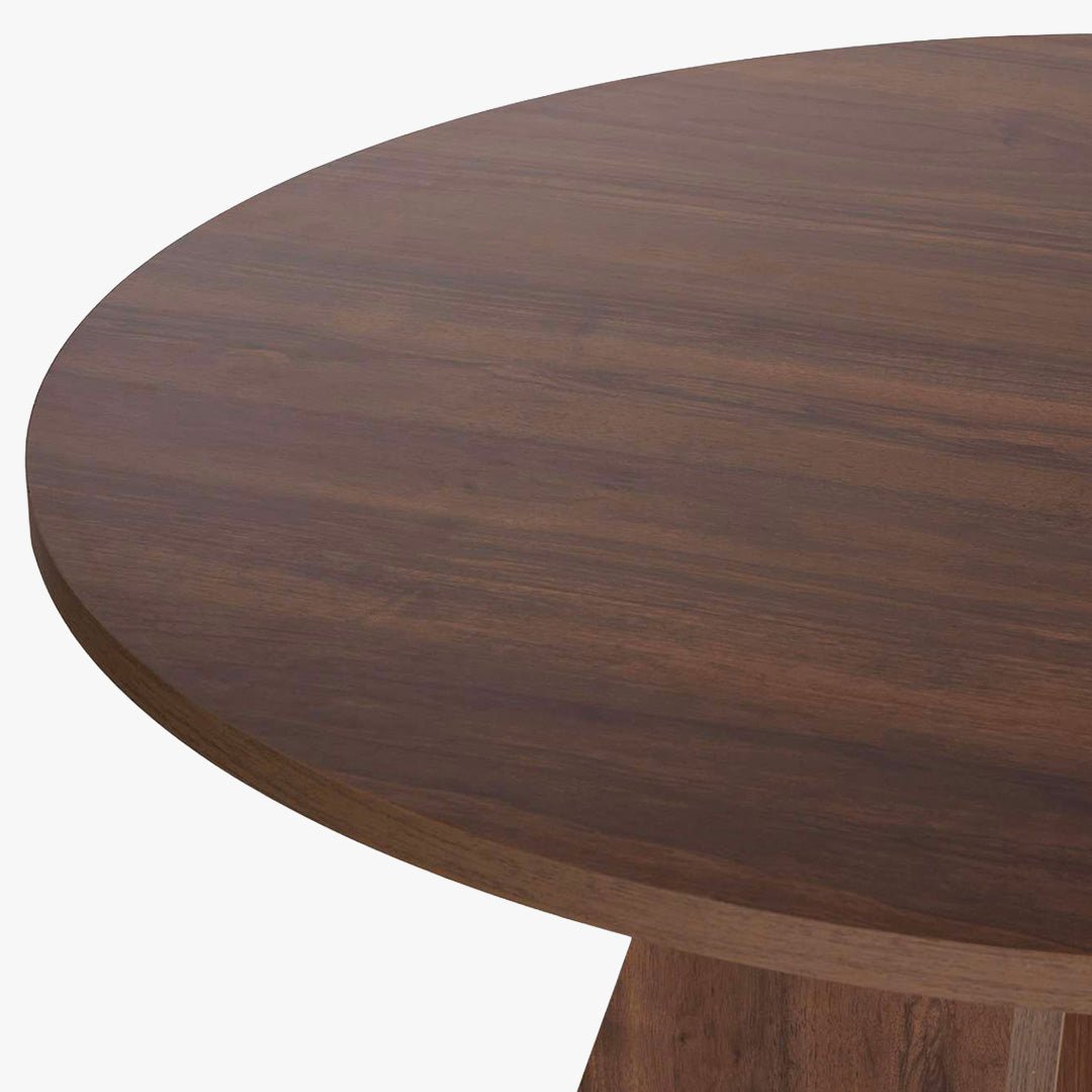 LEYVA Table à manger ronde couleur bois foncé D120 cm - Table à manger - Mobilier Deco