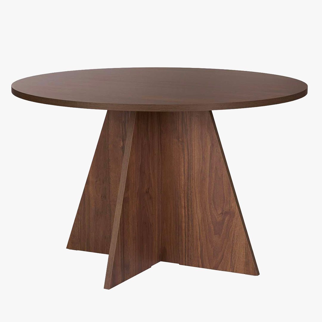 LEYVA Table à manger ronde couleur bois foncé D120 cm - Table à manger - Mobilier Deco