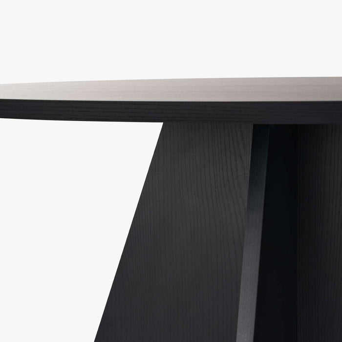 LEYVA Table à manger ronde couleur bois noir D120 cm