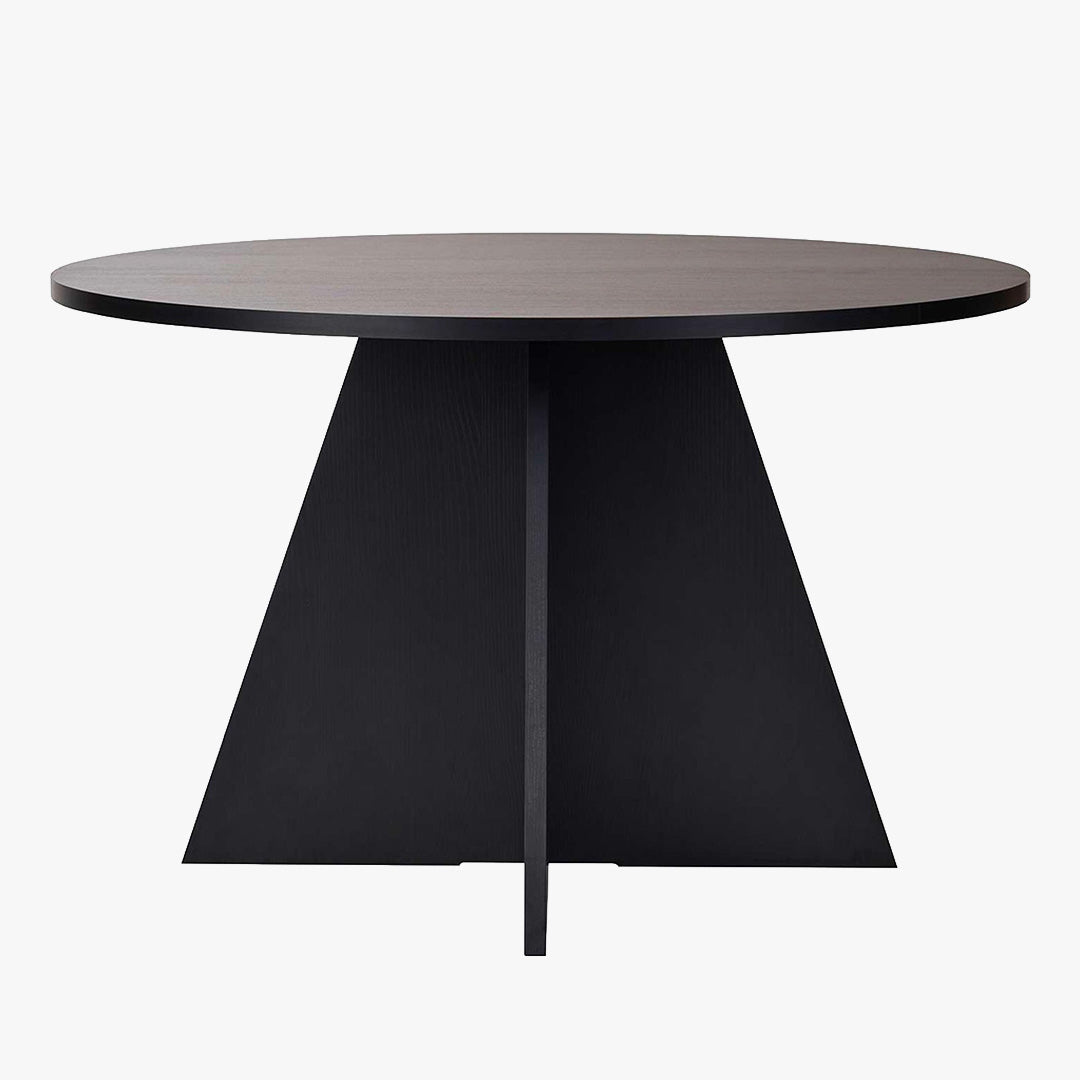 LEYVA Table à manger ronde couleur bois noir D120 cm - Table à manger - Mobilier Deco