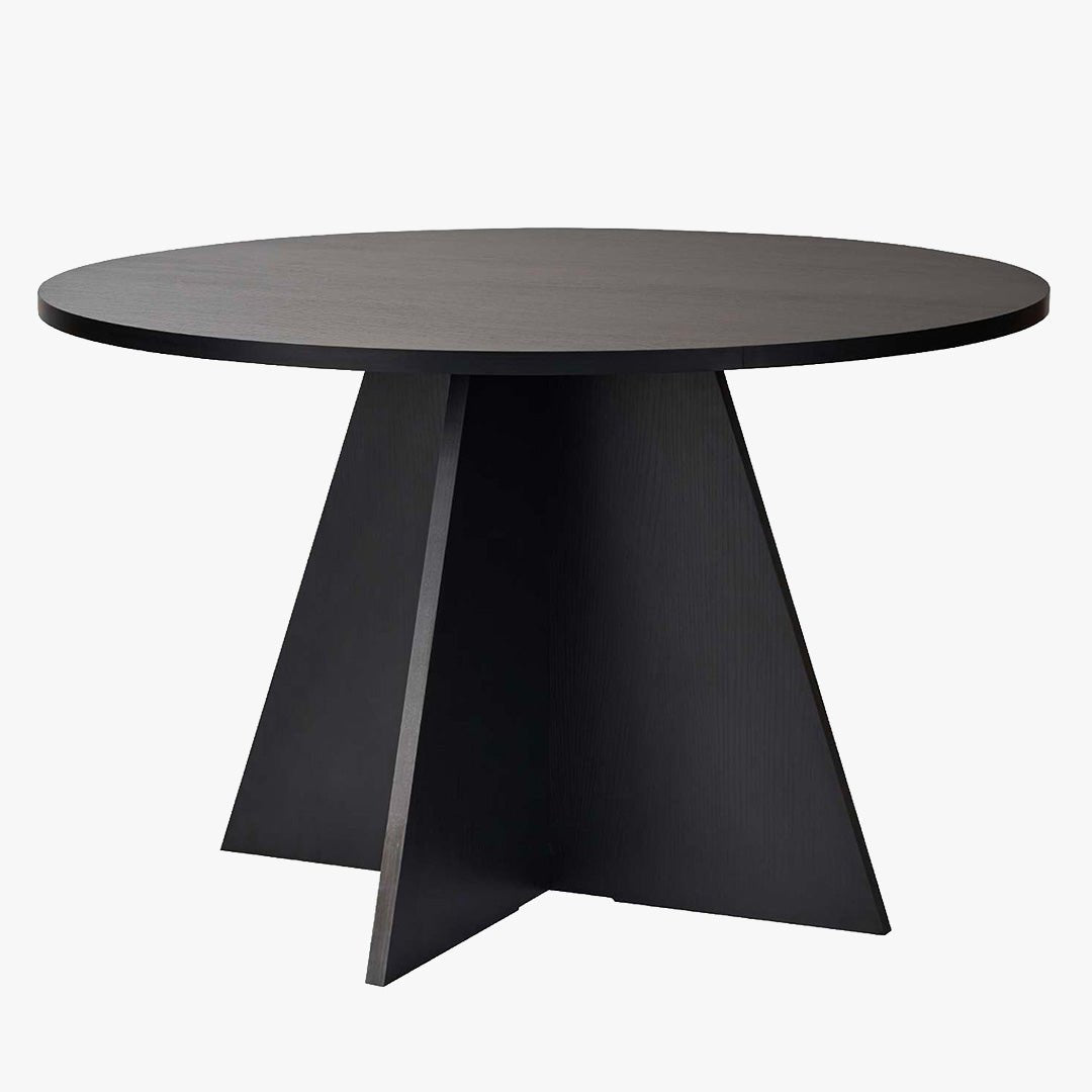 LEYVA Table à manger ronde couleur bois noir D120 cm - Table à manger - Mobilier Deco