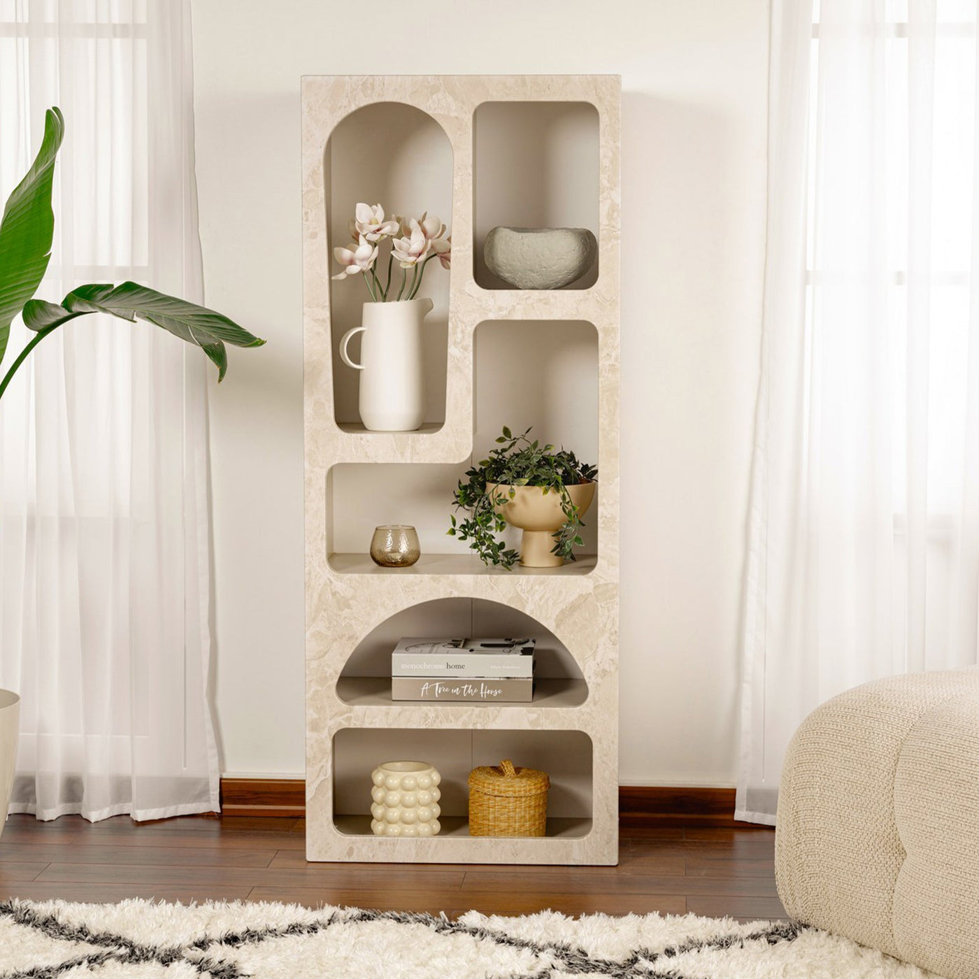 LILA Bibliothèque avec 5 niches beige - Bibliothèque - Mobilier Deco