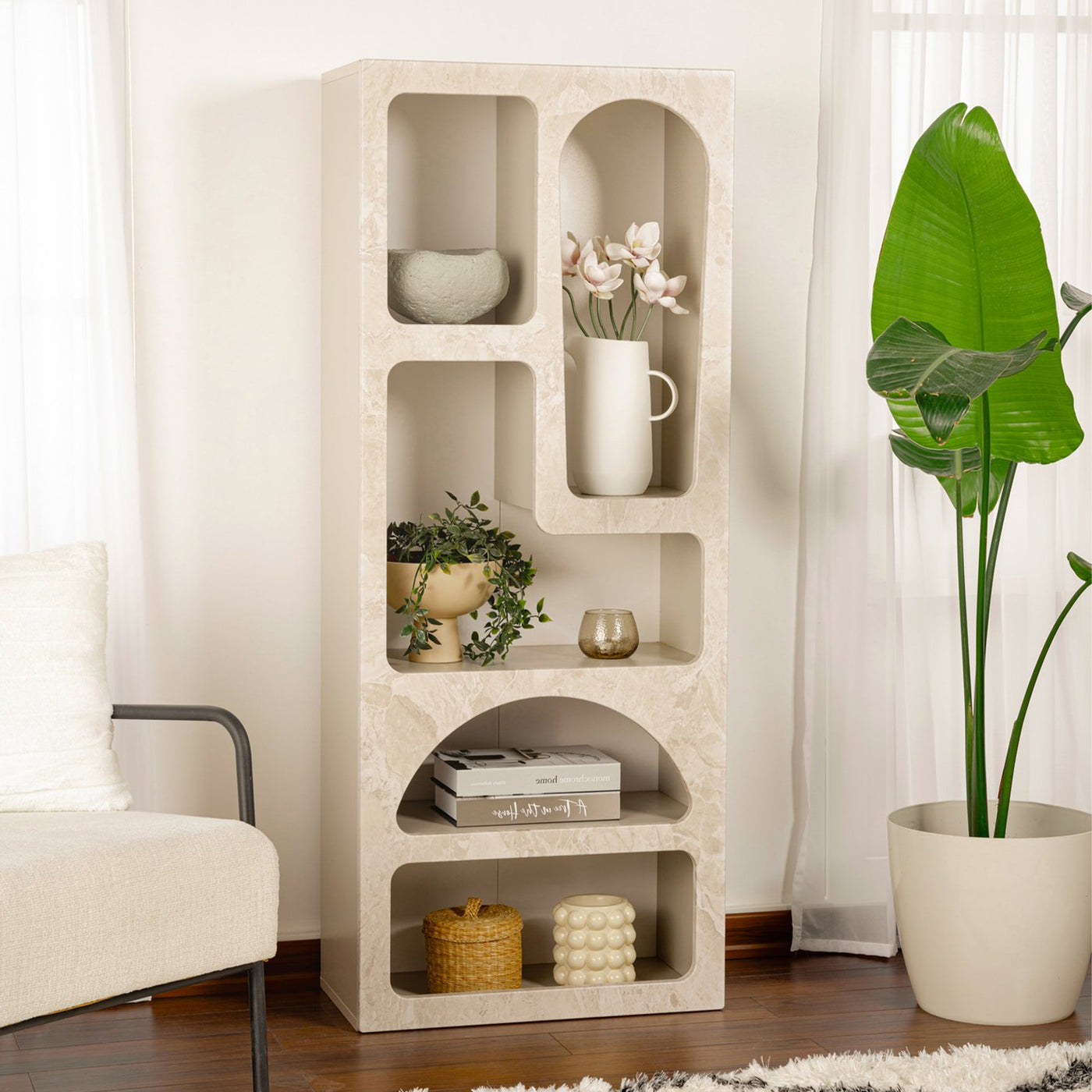 LILA Bibliothèque avec 5 niches beige - Bibliothèque - Mobilier Deco