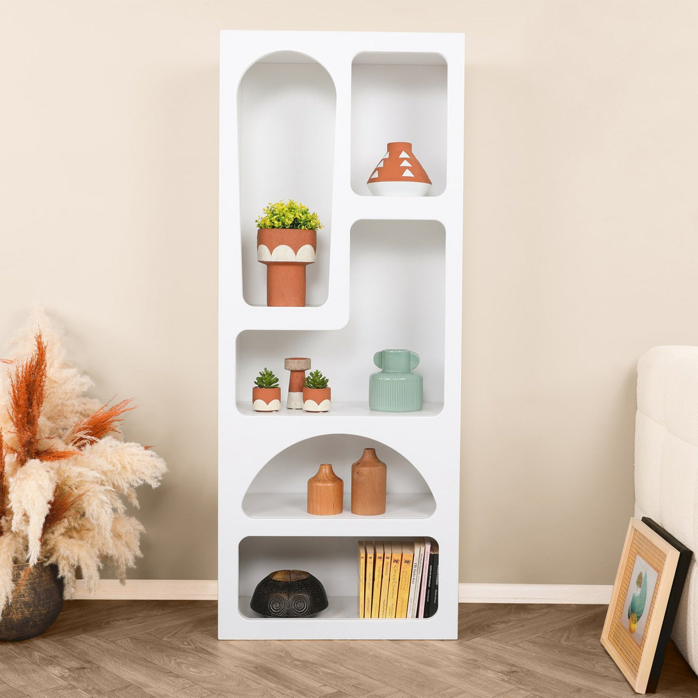 LILA Bibliothèque avec 5 niches blanc - Bibliothèque - Mobilier Deco