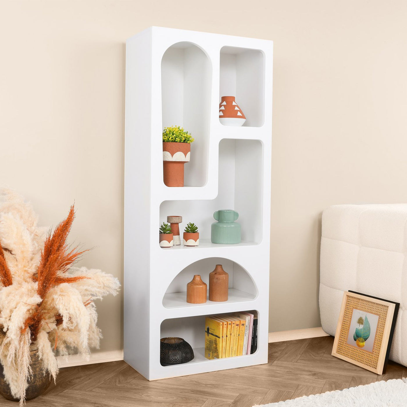 LILA Bibliothèque avec 5 niches blanc - Bibliothèque - Mobilier Deco