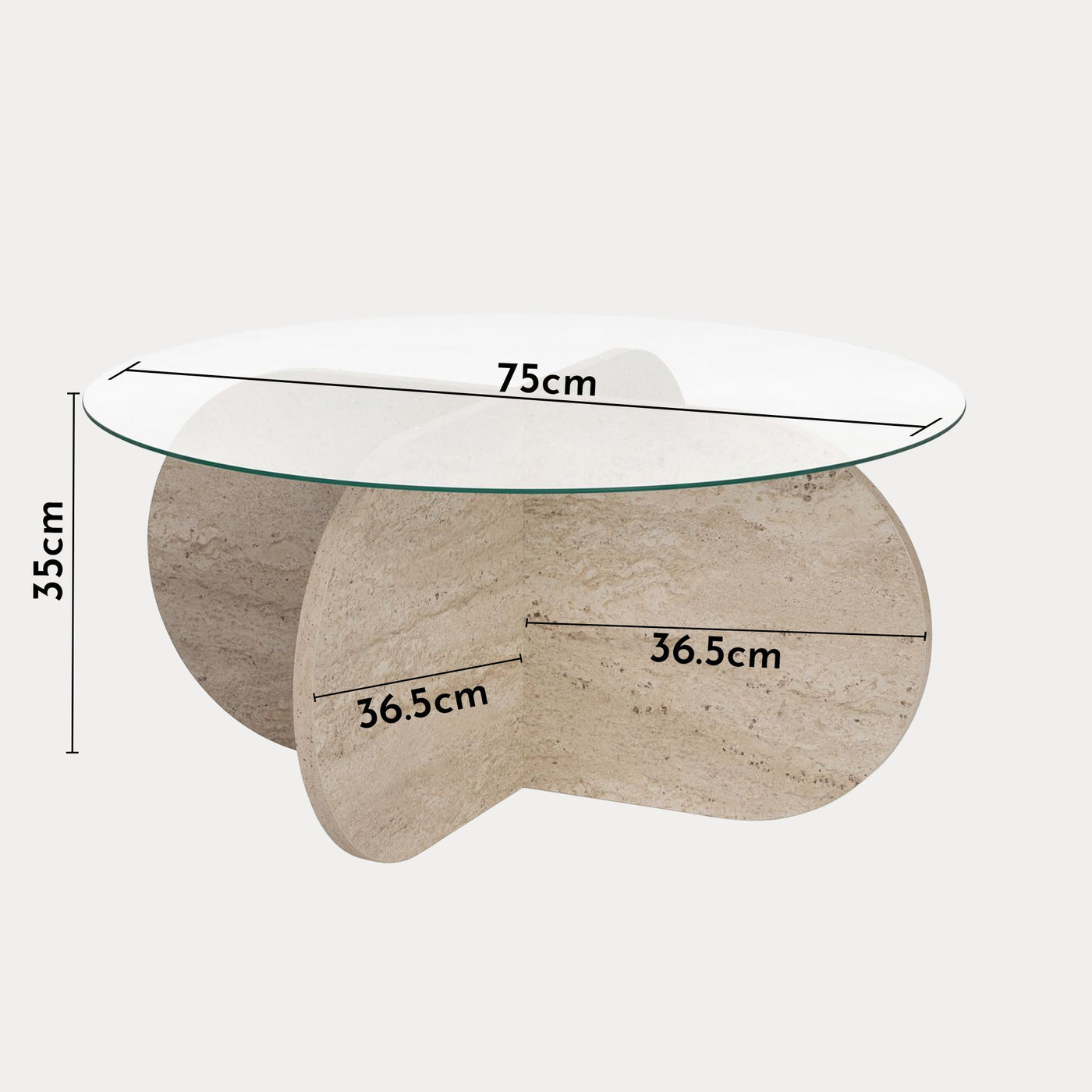 LILY Table basse ronde en verre piètement beige D75 cm - Table basse - Mobilier Deco