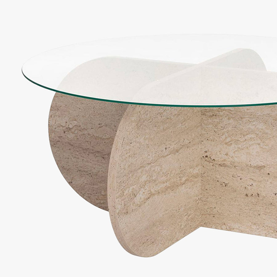 LILY Table basse ronde en verre piètement beige D75 cm — aperçu vidéo