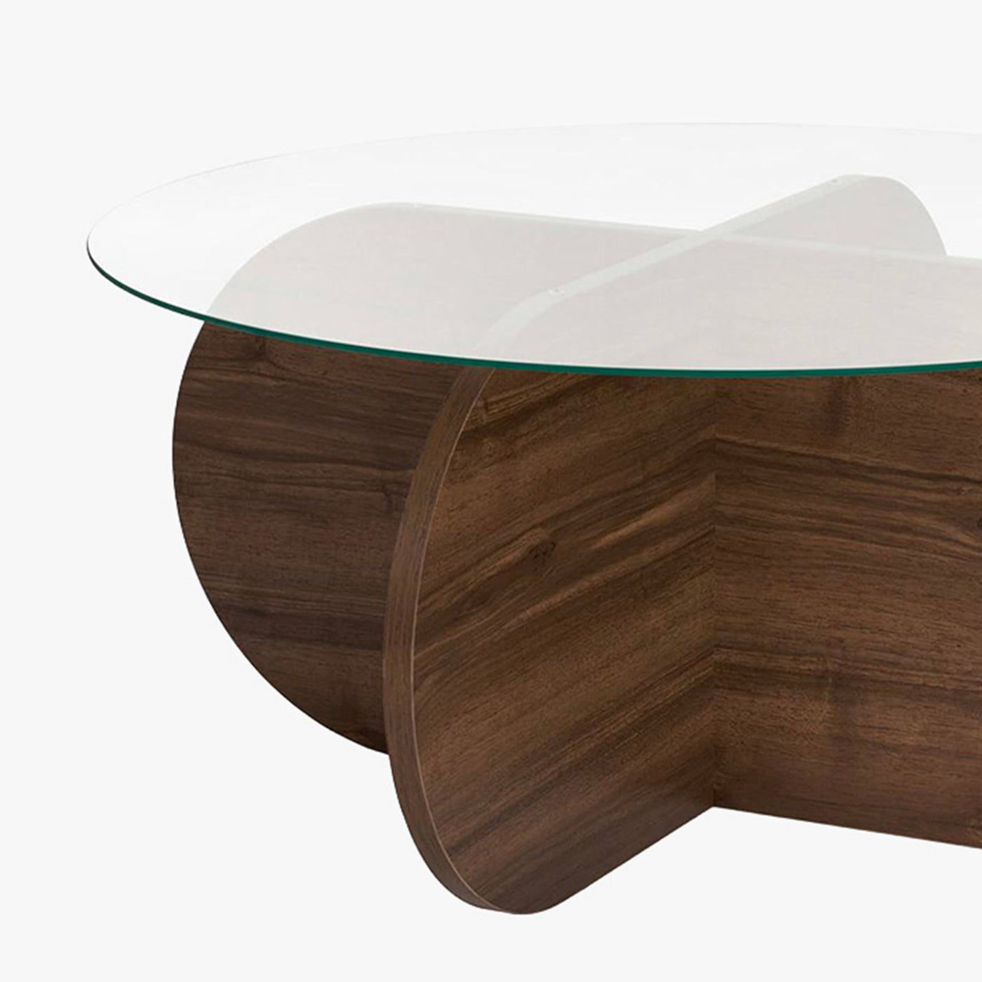 LILY Table basse ronde en verre piètement couleur bois foncé D75 cm - Table basse - Mobilier Deco