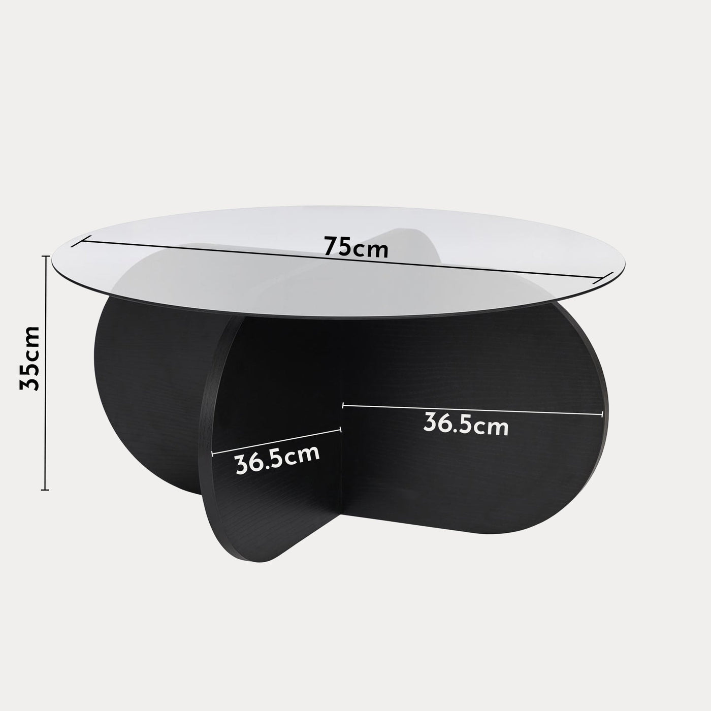 LILY Table basse ronde en verre piètement couleur bois noir D75 cm - Table basse - Mobilier Deco
