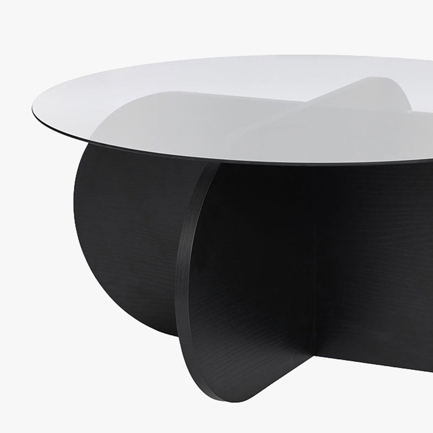 LILY Table basse ronde en verre piètement couleur bois noir D75 cm - Table basse - Mobilier Deco