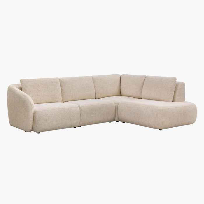 LINDA Canapé d'angle modulable en tissu beige - Angle droit
