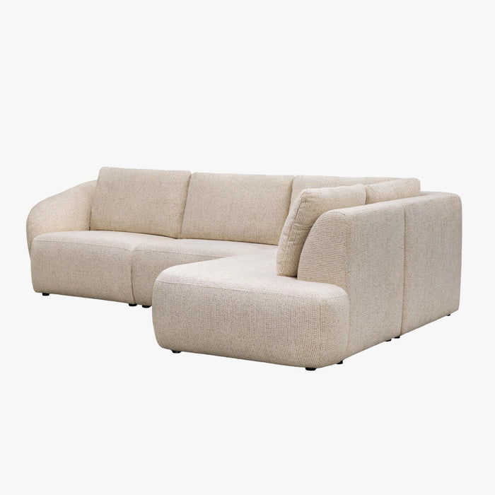 LINDA Canapé d'angle modulable en tissu beige - Angle droit