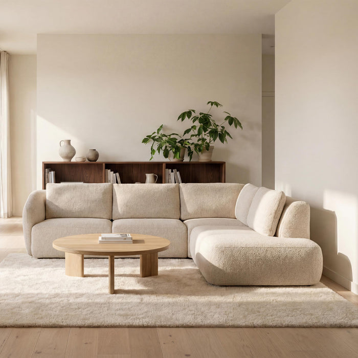 LINDA Canapé d'angle modulable en tissu beige - Angle droit