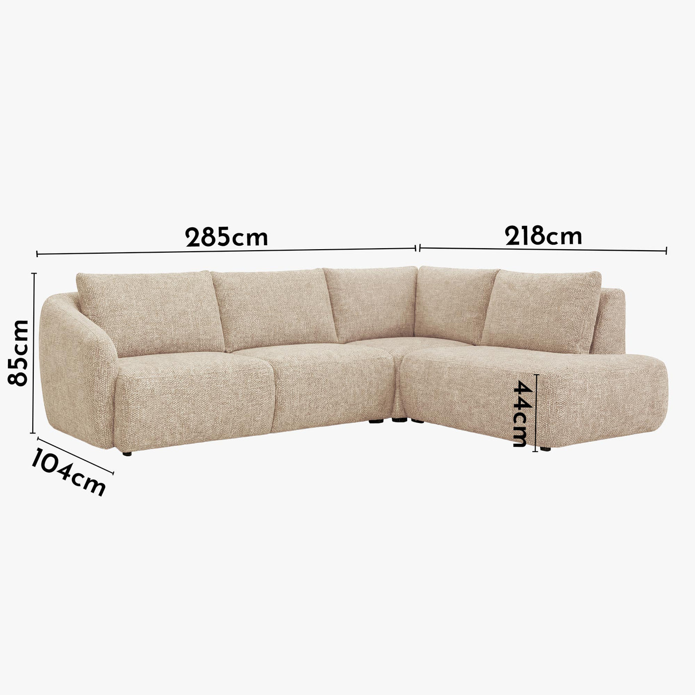 LINDA Canapé d'angle en tissu beige - Angle droit - Canapés d'angle - Mobilier Deco