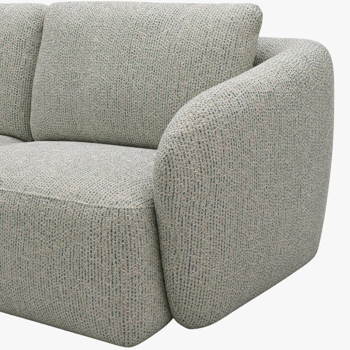 LINDA Canapé d'angle modulable en tissu beige et vert - Angle gauche