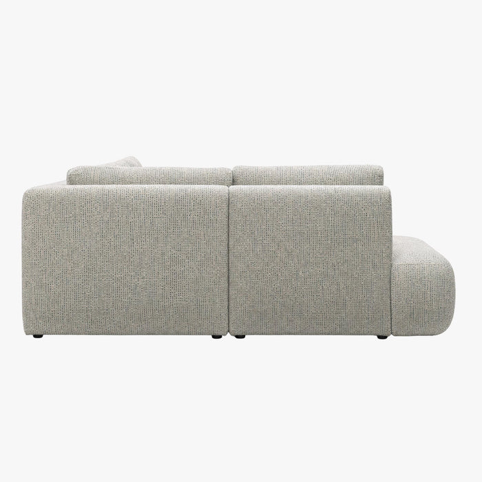 LINDA Canapé d'angle modulable en tissu beige et vert - Angle gauche