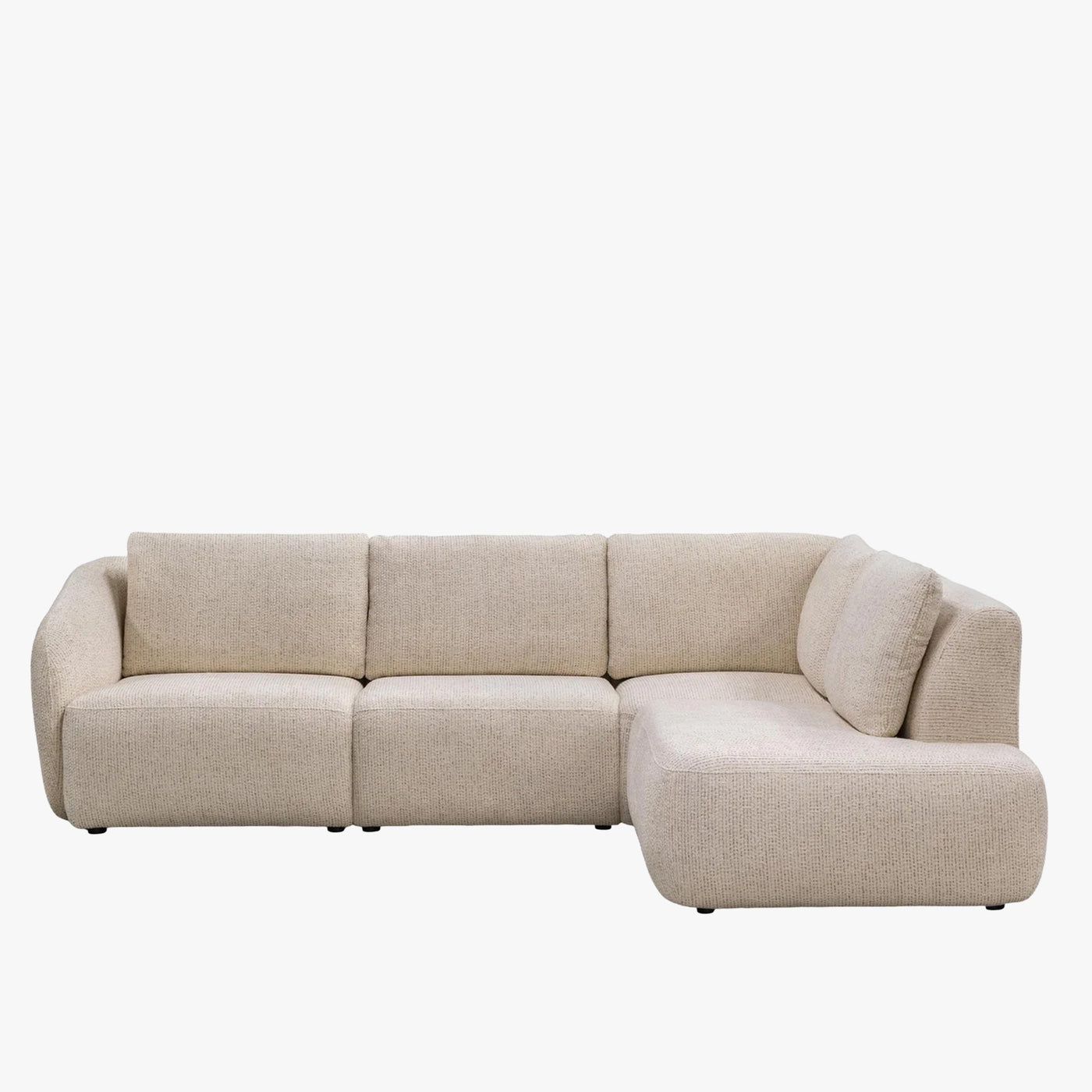 LINDA Canapé d'angle modulable en tissu beige - Angle droit - Canapés d'angle - Mobilier Deco
