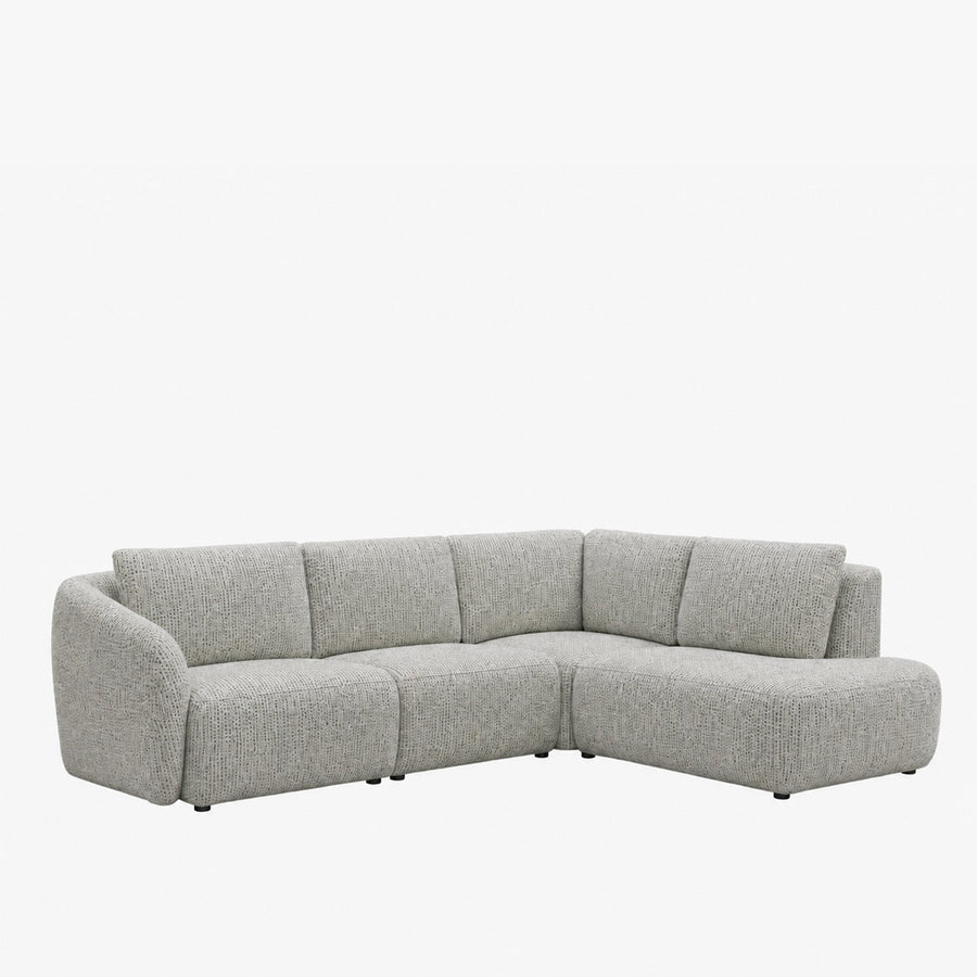 LINDA Canapé d'angle modulable en tissu beige et vert - Angle droit — aperçu vidéo
