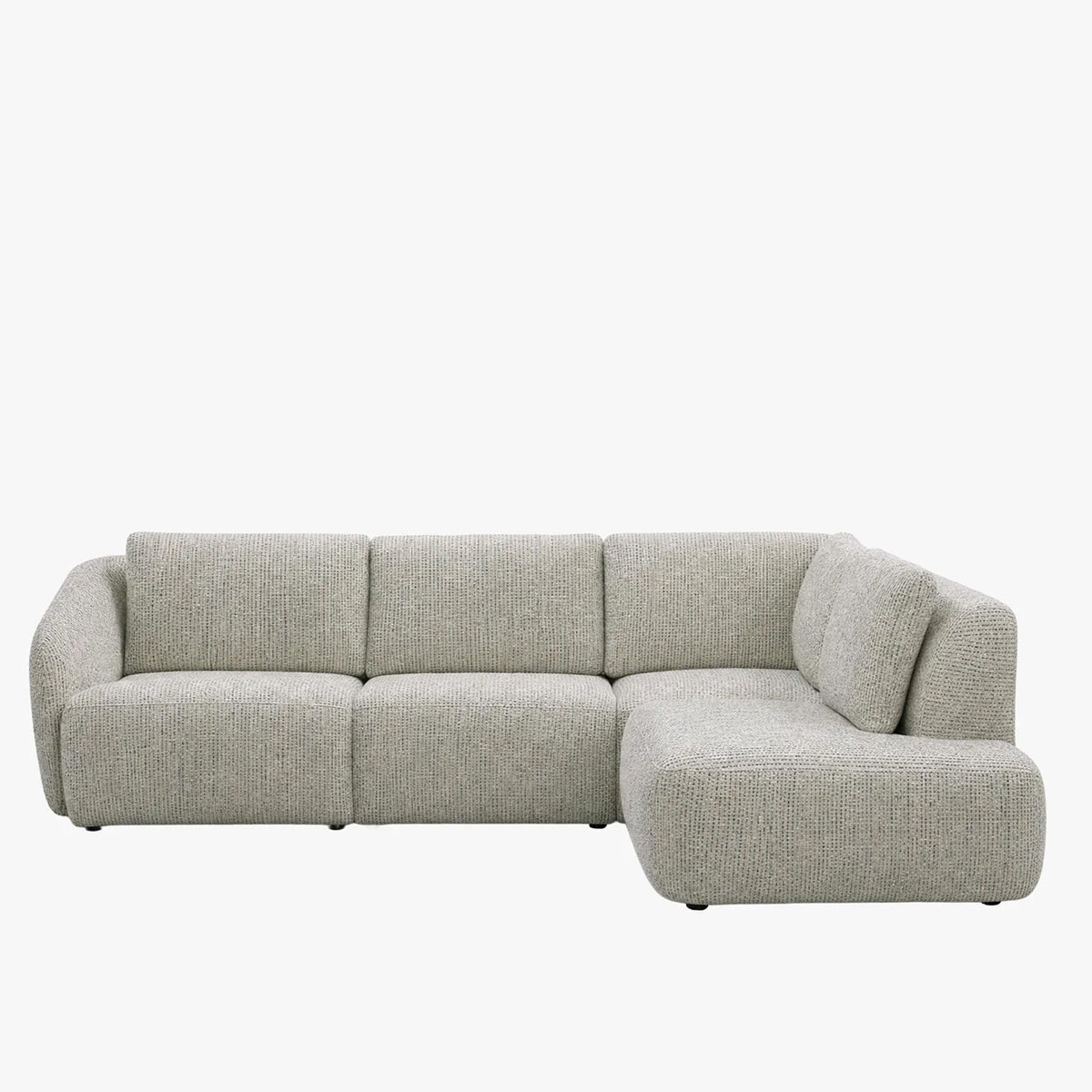LINDA Canapé d'angle modulable en tissu beige et vert - Angle droit - Canapés d'angle - Mobilier Deco