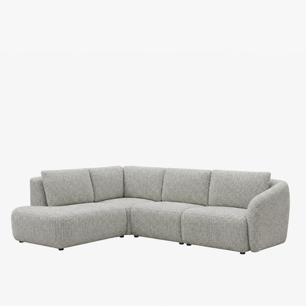 LINDA Canapé d'angle modulable en tissu beige et vert - Angle gauche - Canapés d'angle - Mobilier Deco