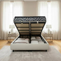 LINE Lit double en tissu beige avec coffre 160x200 cm