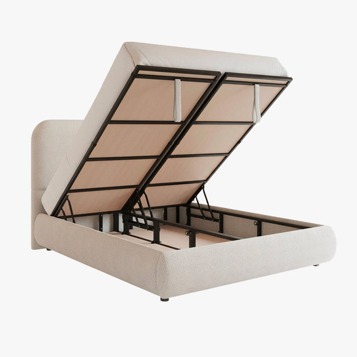 LINE Lit double en tissu beige avec coffre 160x200 cm