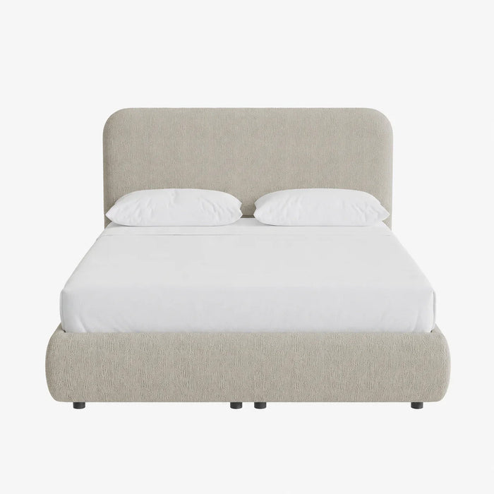 LINE Lit double en tissu beige avec coffre 160x200 cm