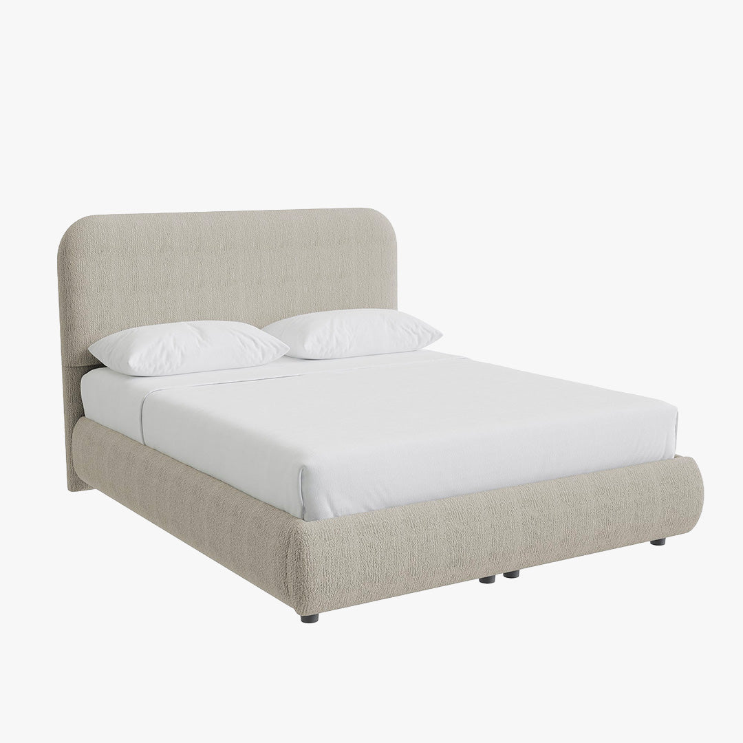 LINE Lit double en tissu beige avec coffre 160x200 cm - Lits - Mobilier Deco