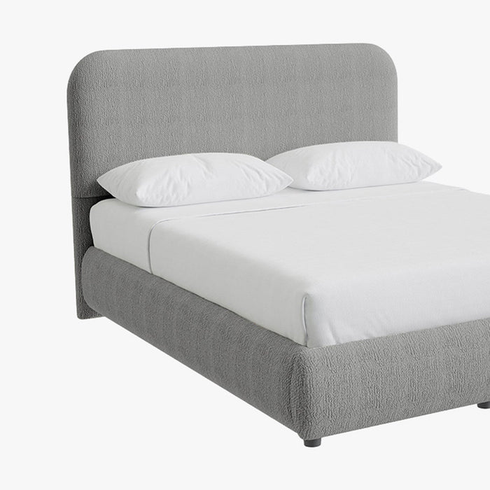 LINE Lit double en tissu gris vert avec coffre 160x200 cm