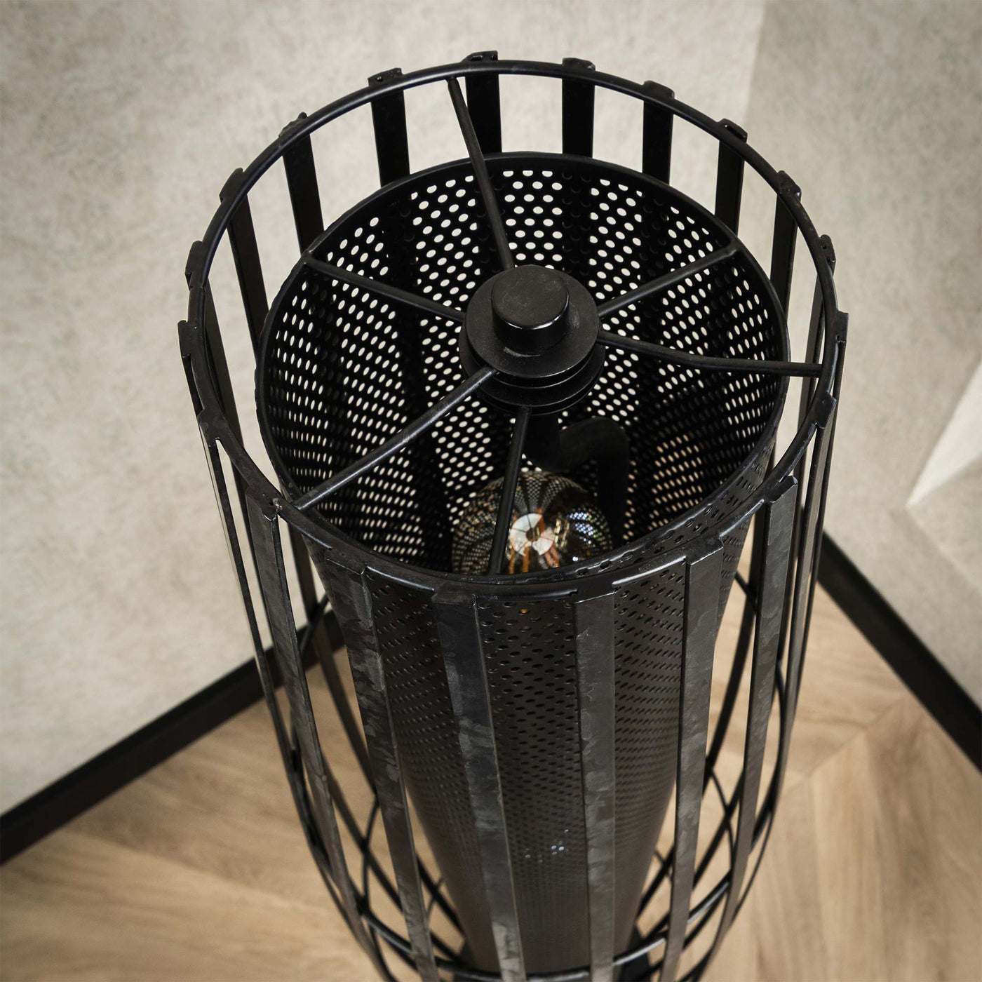 LIORA Lampadaire cylindrique 3 lampes en métal gris foncé 27x120 cm - Luminaires - Mobilier Deco