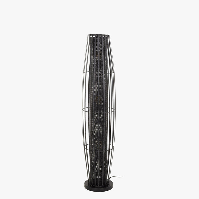 LIORA Lampadaire cylindrique 3 lampes en métal gris foncé 27x120 cm