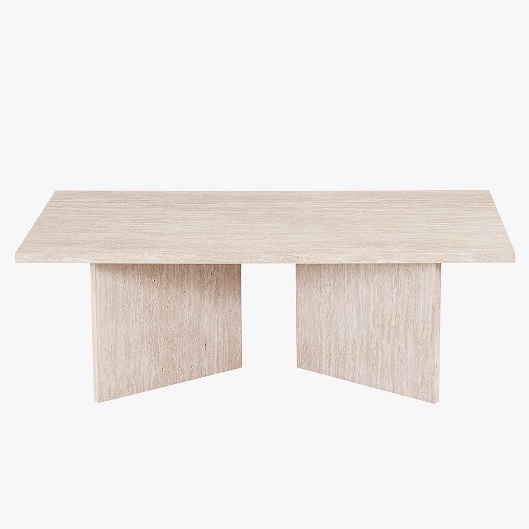 LITAR Table basse rectangulaire couleur travertin beige 125 cm - Table basse - Mobilier Deco