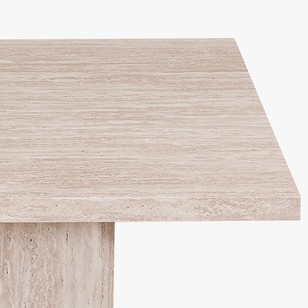 LITAR Table basse rectangulaire couleur travertin beige 125 cm - Table basse - Mobilier Deco