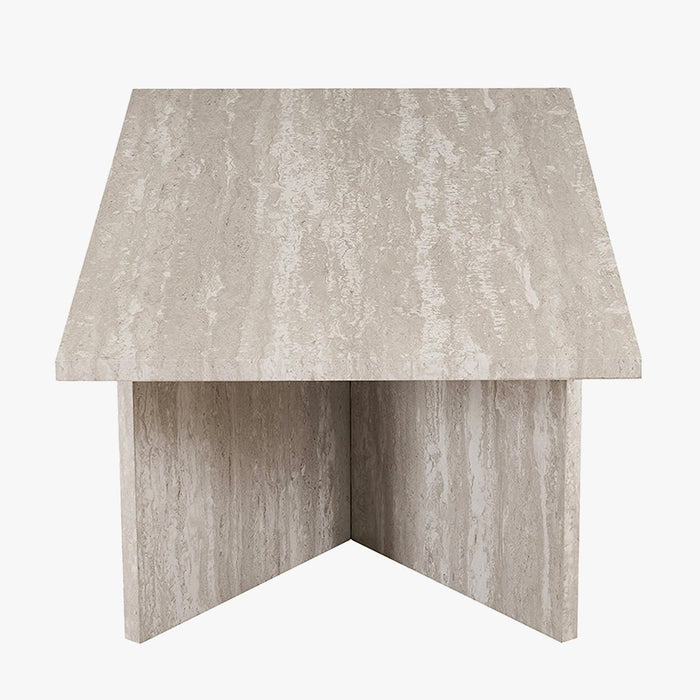 LITAR Table basse rectangulaire couleur travertin gris 125 cm