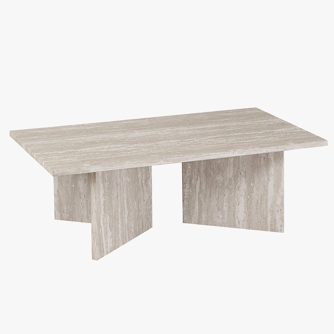 LITAR Table basse rectangulaire couleur travertin gris 125 cm - Table basse - Mobilier Deco