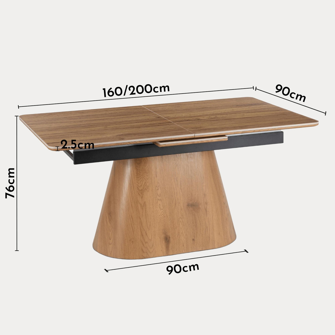 LIZBONA Table à manger extensible en céramique pieds couleur bois clair 160-200 cm - Table à manger - Mobilier Deco