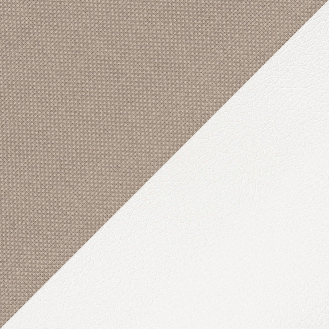 LOHAN Canapé d’angle convertible coffre de rangement en tissu beige et simili blanc - Angle droit - Canapé d'angle convertible - Mobilier Deco